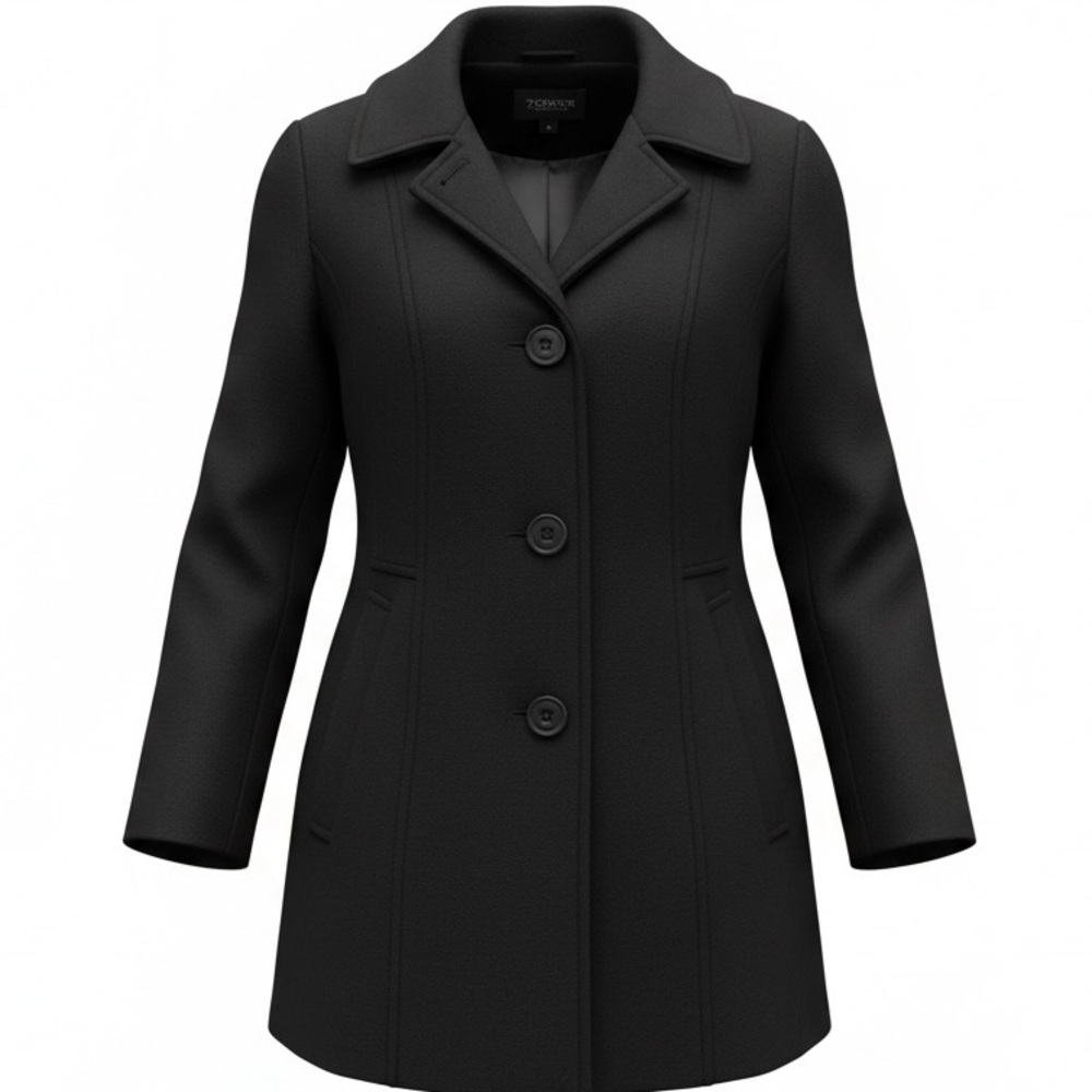 London Fog Black Single-Breasted Pea Coat